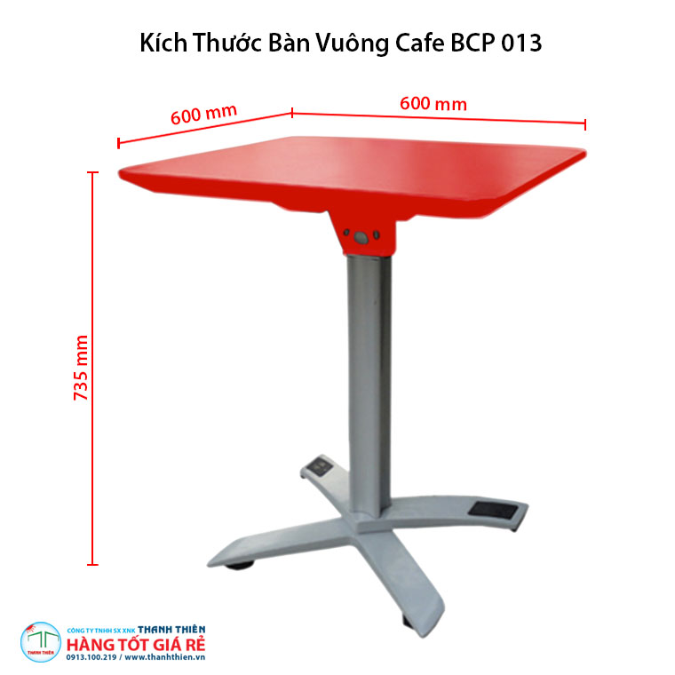 Kích thước bàn cà phê nhôm GCP 013
