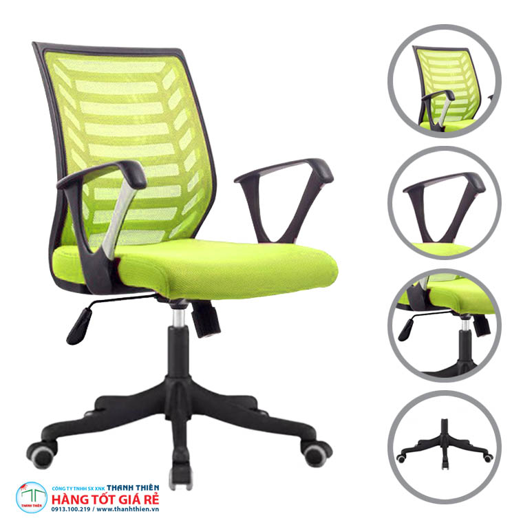 Cấu trúc ghế lưới văn phòng chân xoay GVP 67